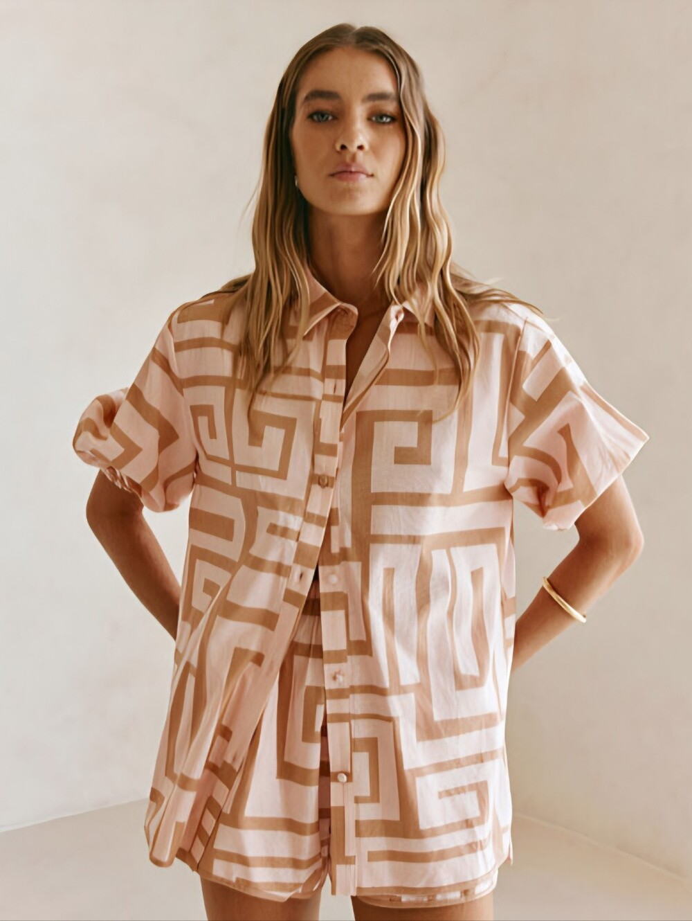 SABO Kira Hellenic Maze Button Down Shirt